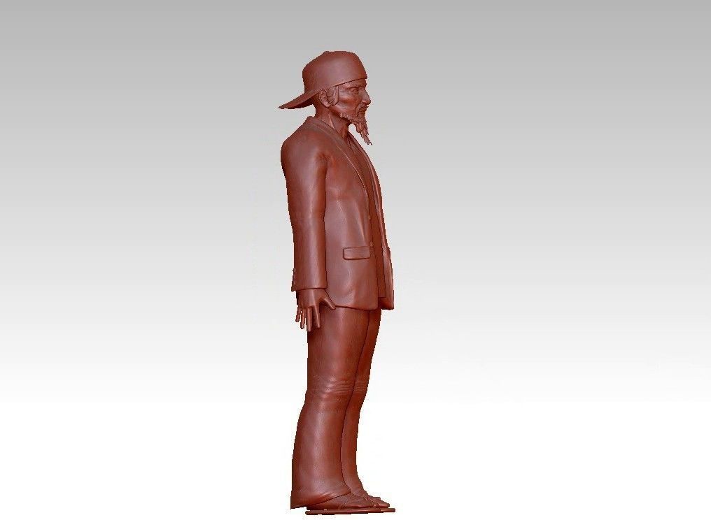 funny man in a hat suit slippers 3D print model_4