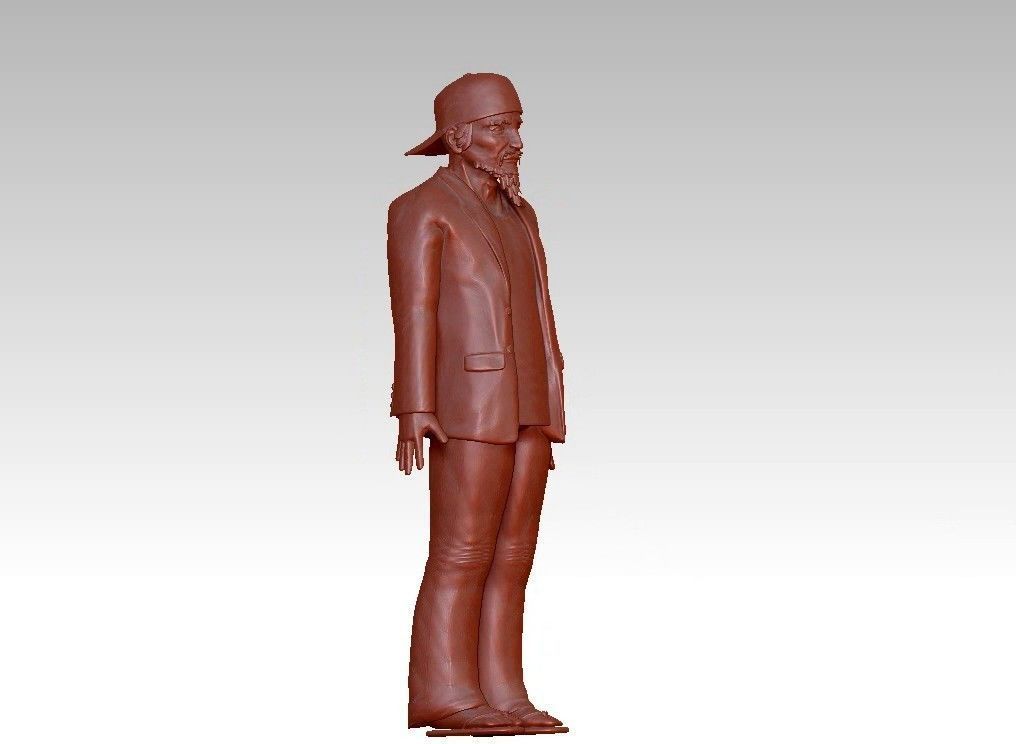 funny man in a hat suit slippers 3D print model_3