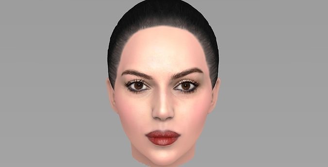 Beautiful brunette woman head TYPE 9 3D model