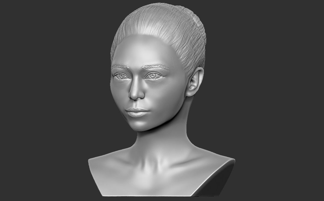 Beautiful asian woman bust 3D printing ready TYPE 10 3D print model_1