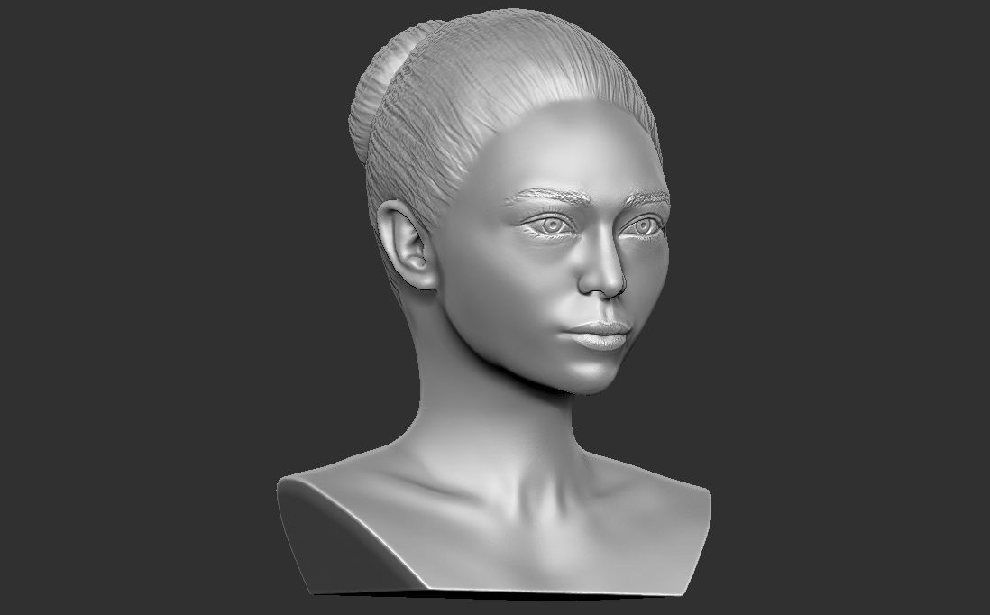 Beautiful asian woman bust 3D printing ready TYPE 10 3D print model_7