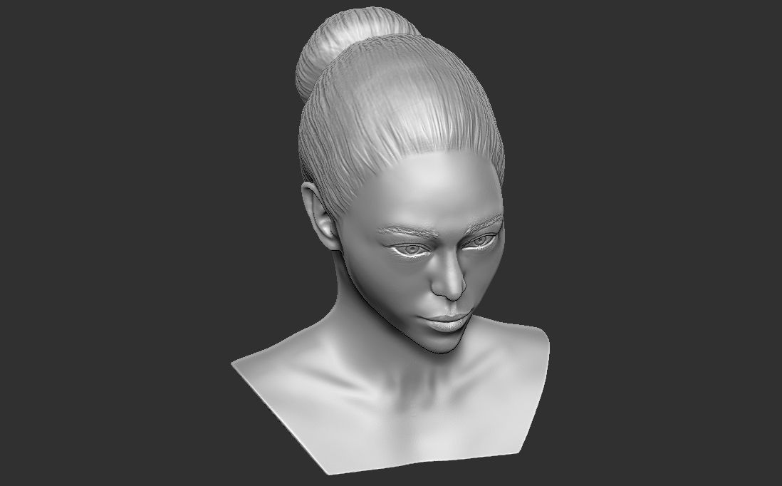 Beautiful asian woman bust 3D printing ready TYPE 10 3D print model_15