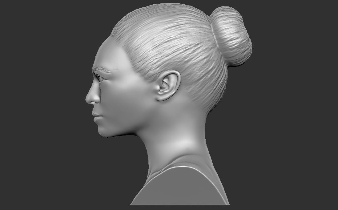 Beautiful asian woman bust 3D printing ready TYPE 10 3D print model_3