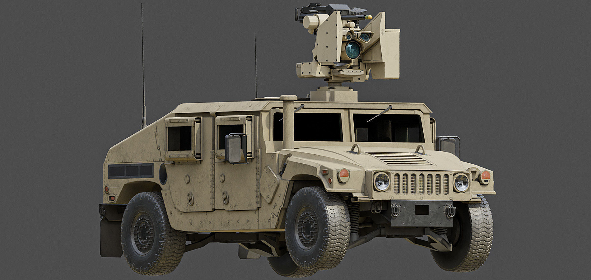 Humvee M1151 CROWS Low-poly 3D model_4