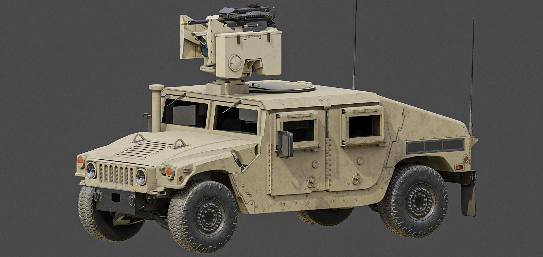 Humvee M1151 CROWS Low-poly 3D model_3