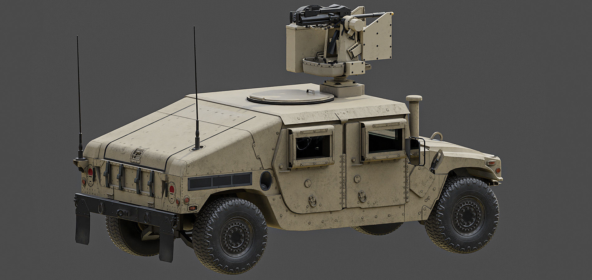 Humvee M1151 CROWS Low-poly 3D model_5