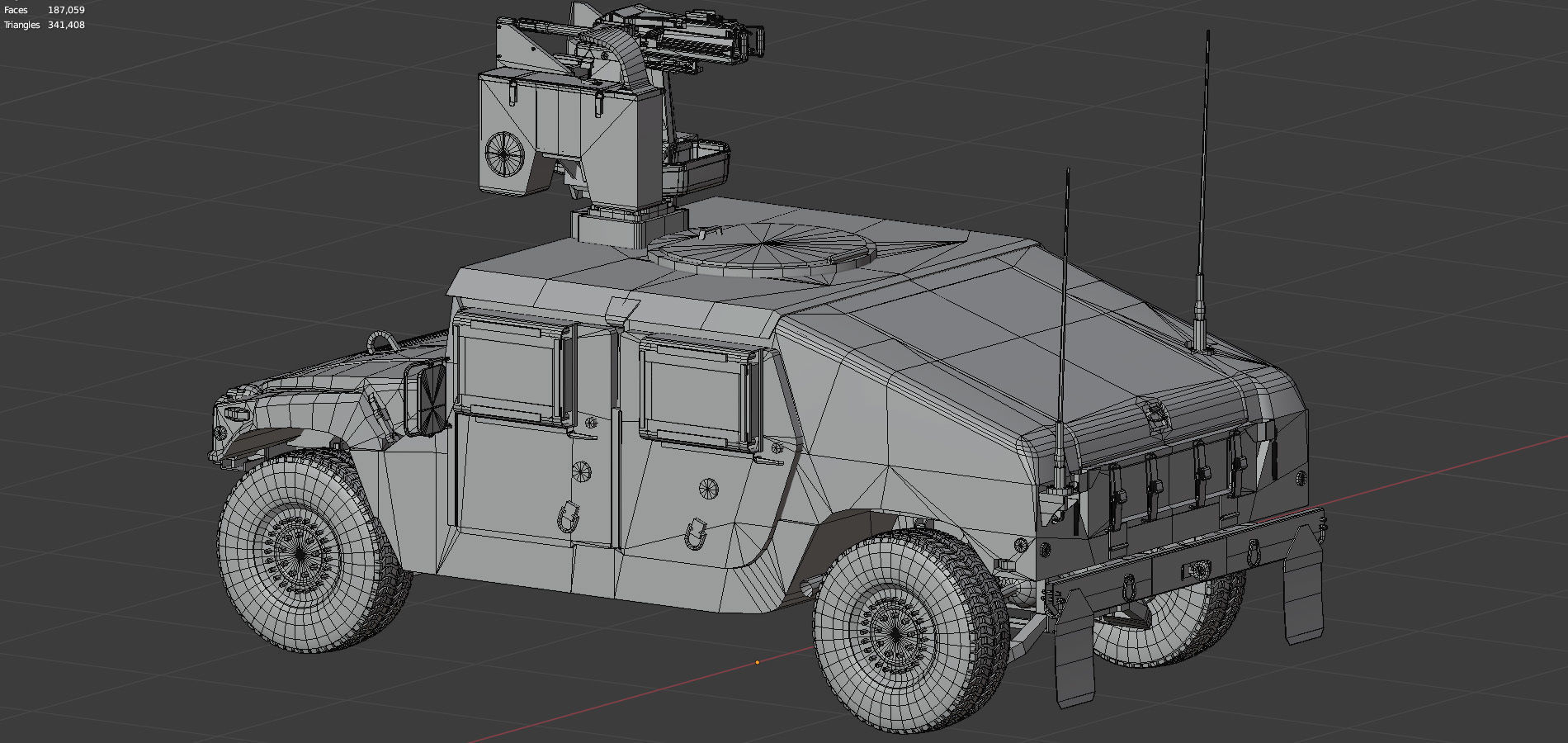 Humvee M1151 CROWS Low-poly 3D model_8