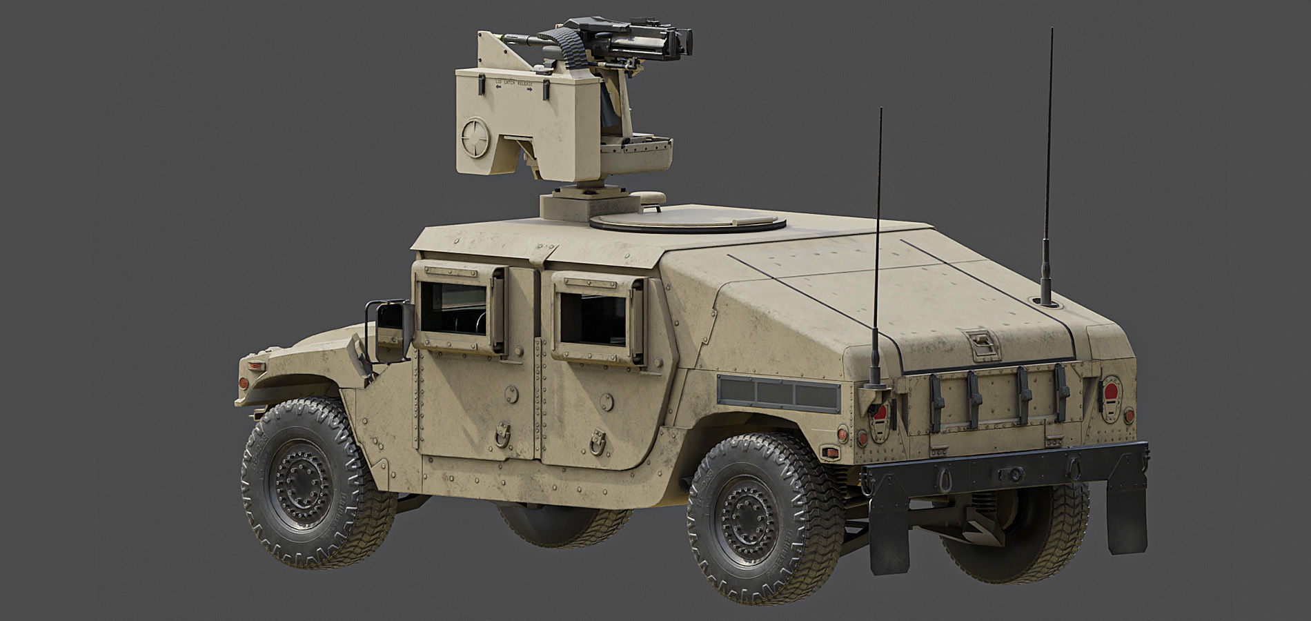 Humvee M1151 CROWS Low-poly 3D model_6