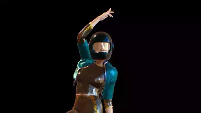 Sci-Fi Biker Girl Character