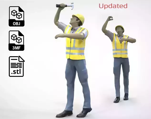 N4 Construction Worker 1 64 Miniature working with hammer  3D print model