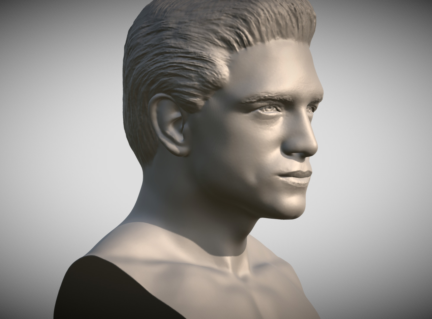 Handsome man bust 3D printing ready TYPE 1 3D print model_3