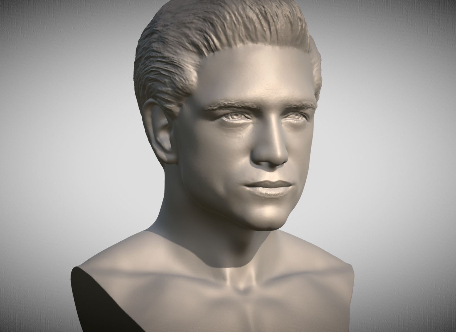 Handsome man bust 3D printing ready TYPE 1 3D print model_2