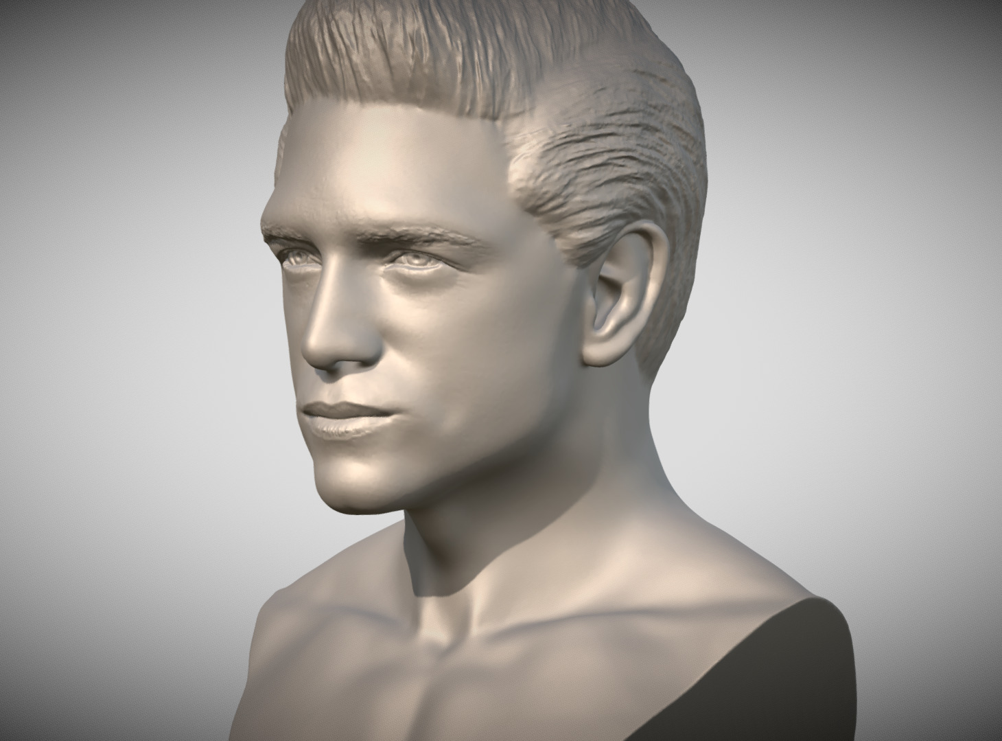 Handsome man bust 3D printing ready TYPE 1 3D print model_4