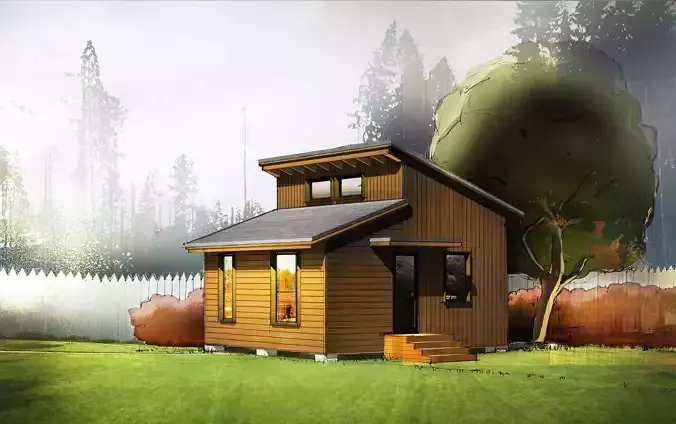 House cabin with roof 3D model