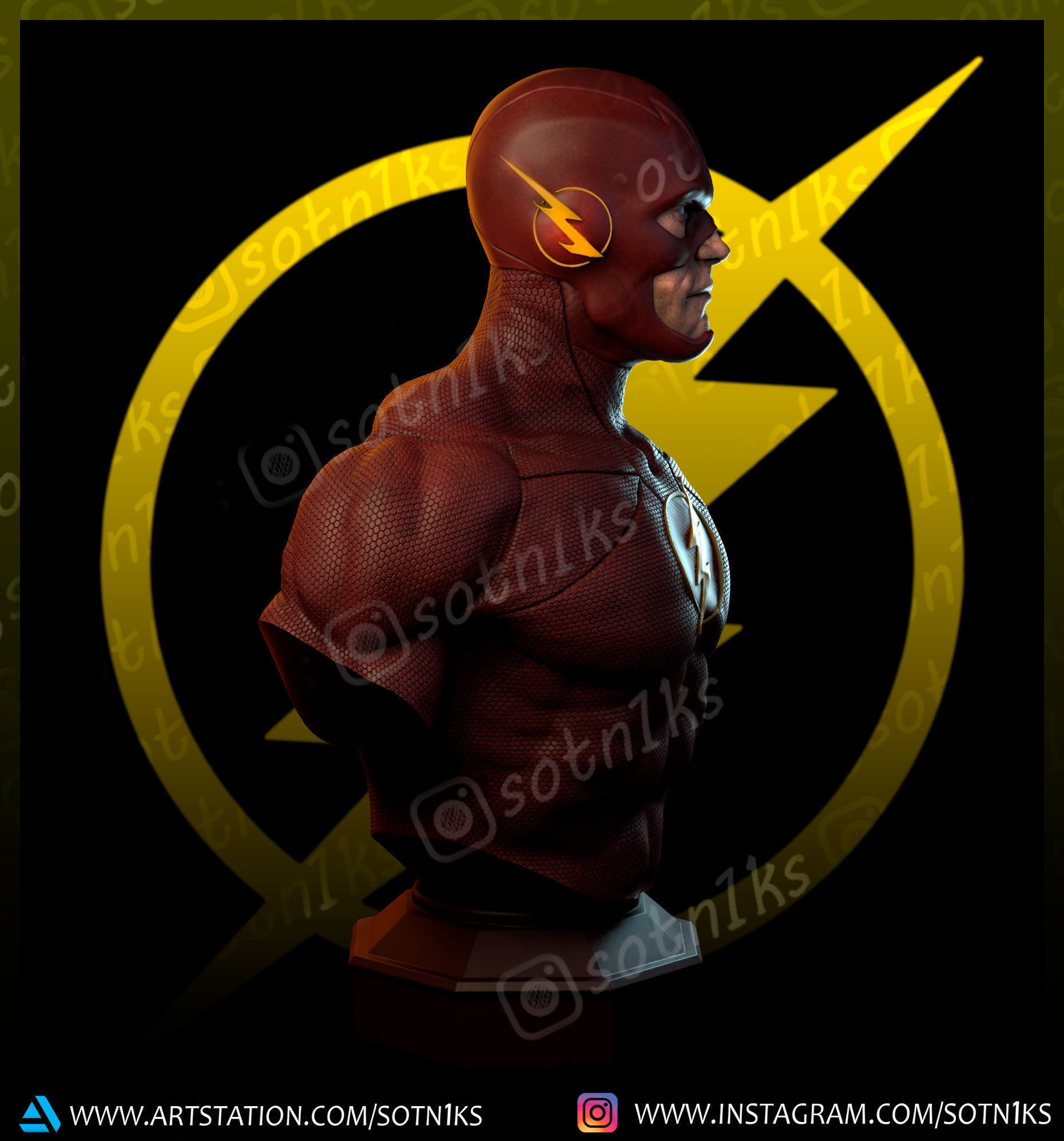 Flash bust 3D print model_10