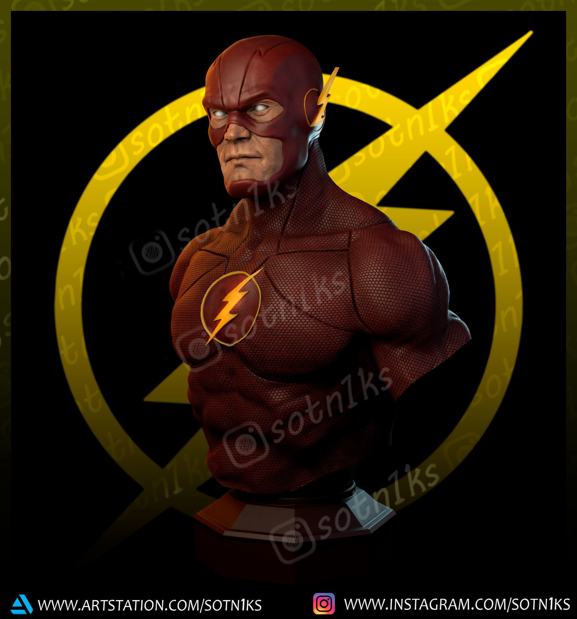 Flash bust 3D print model_7