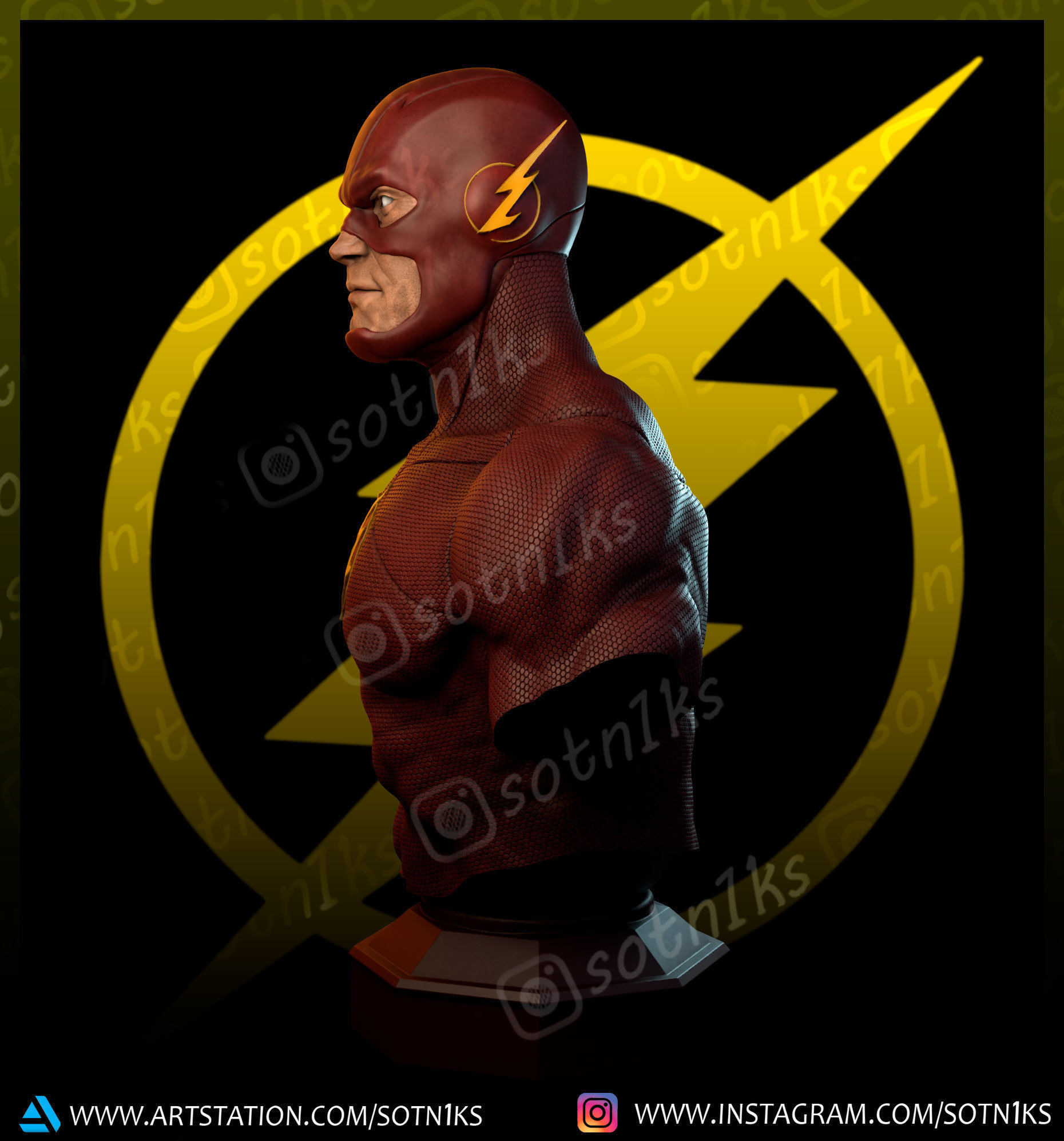 Flash bust 3D print model_6