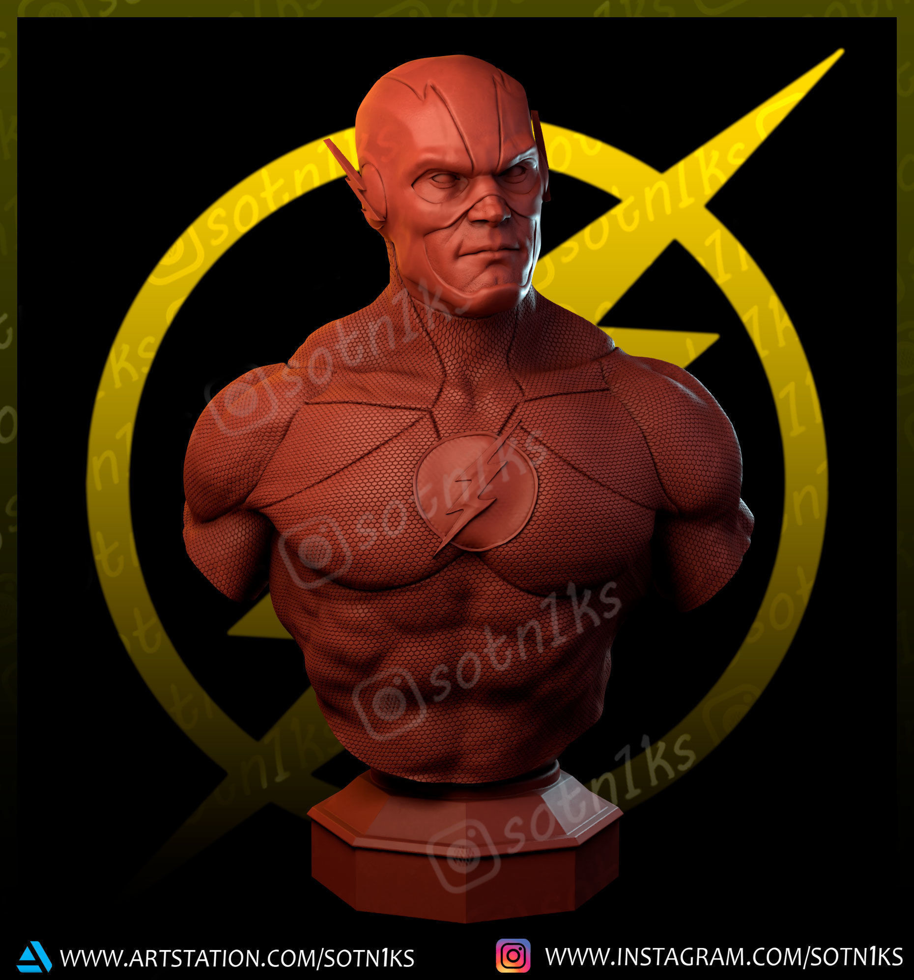 Flash bust 3D print model_9