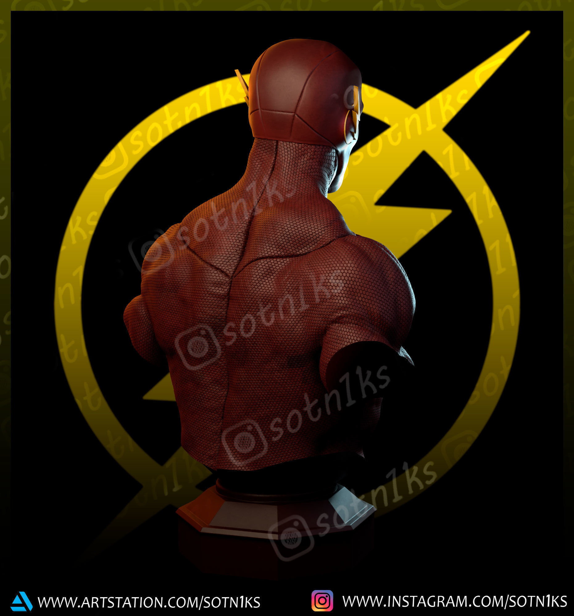 Flash bust 3D print model_11