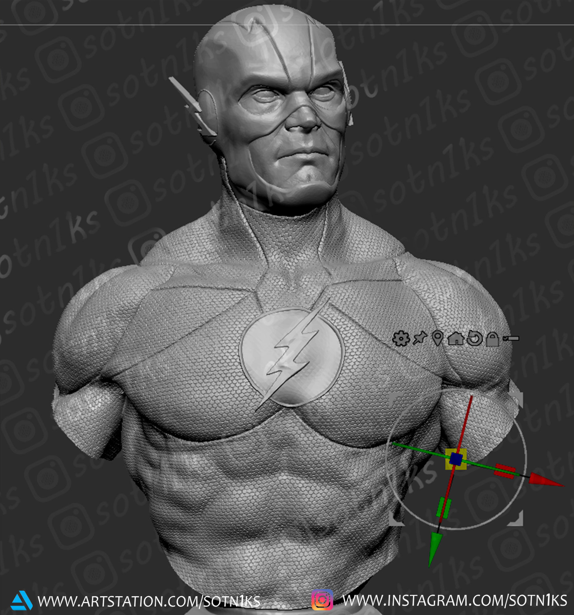 Flash bust 3D print model_3