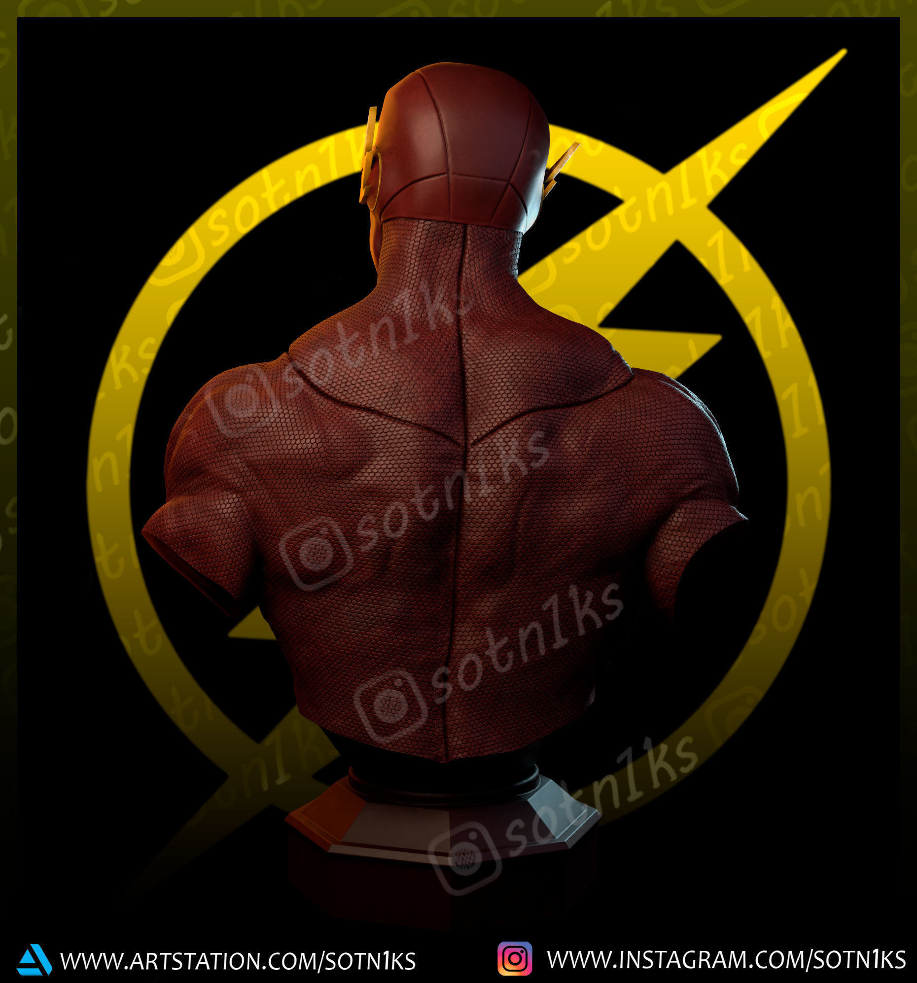 Flash bust 3D print model_5