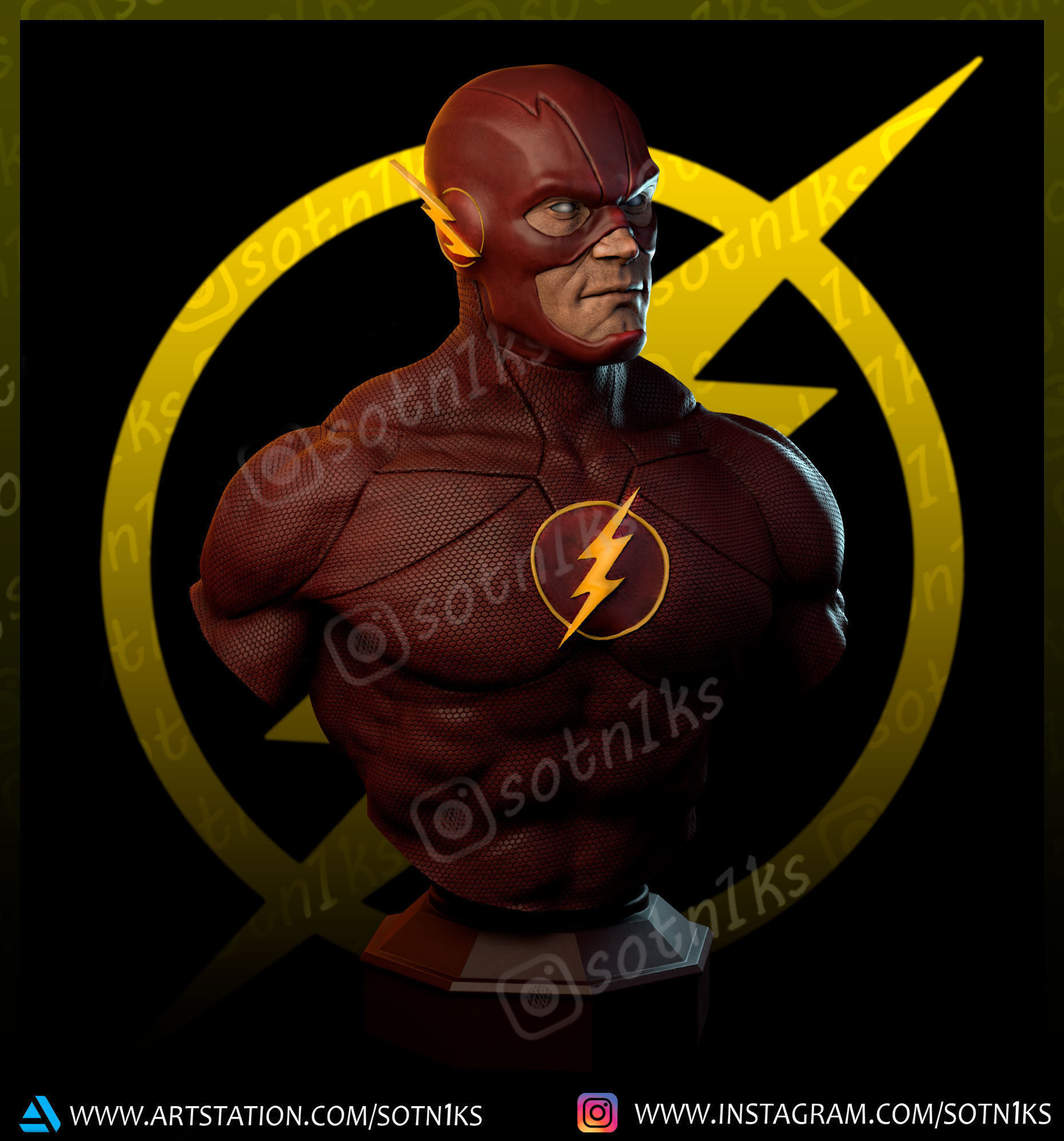 Flash bust 3D print model_2