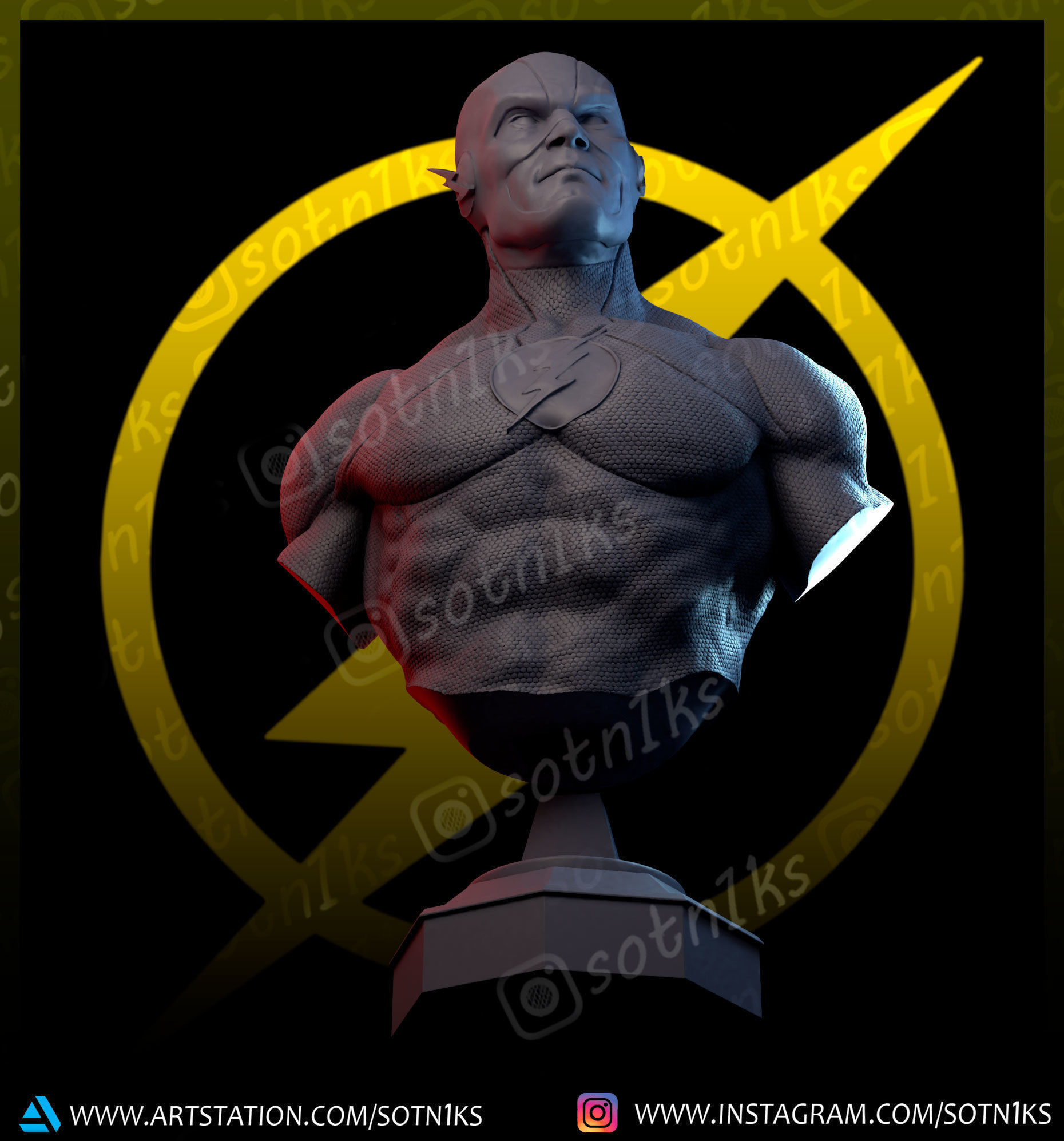 Flash bust 3D print model_8