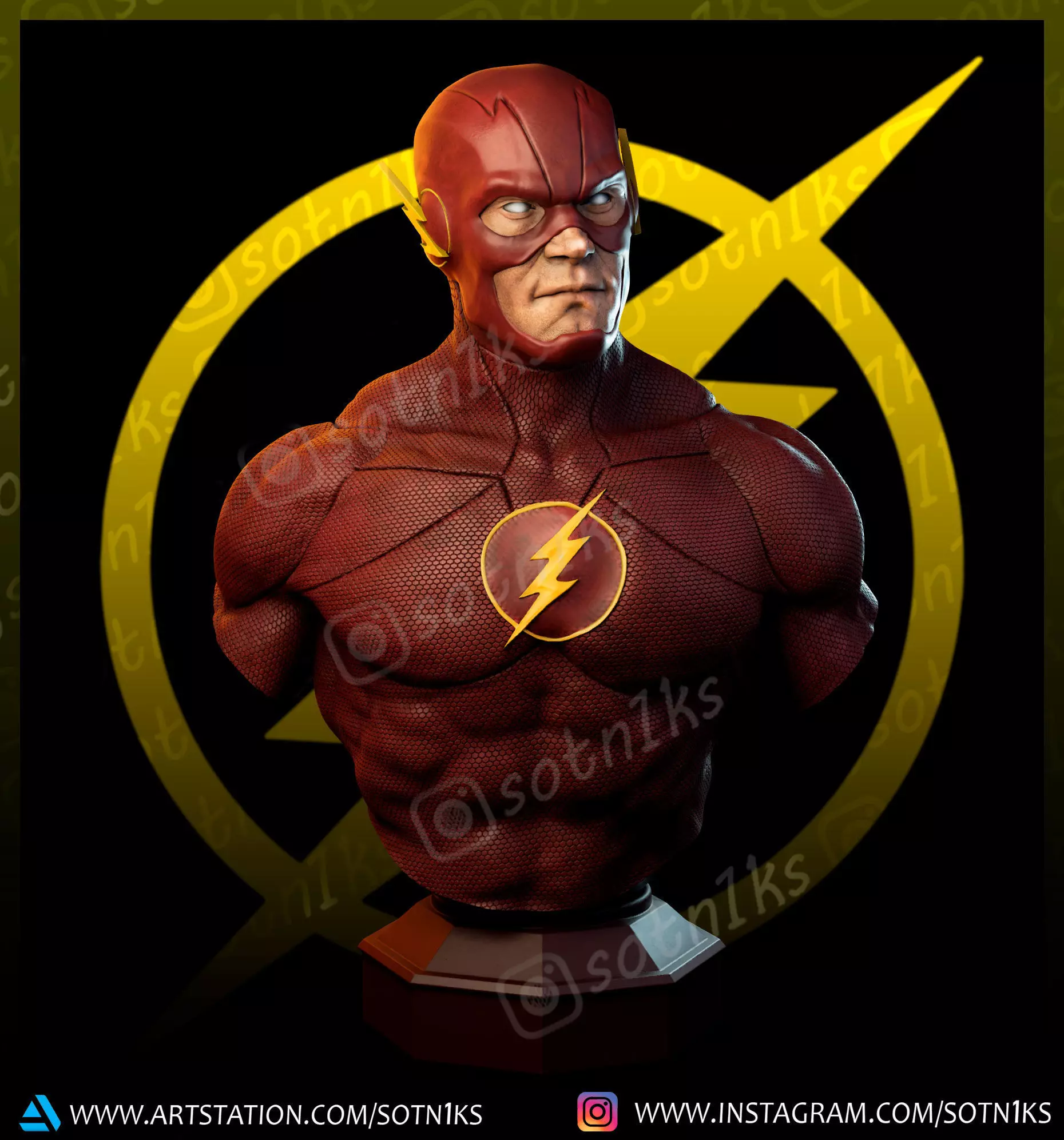 Flash bust 3D print model_0