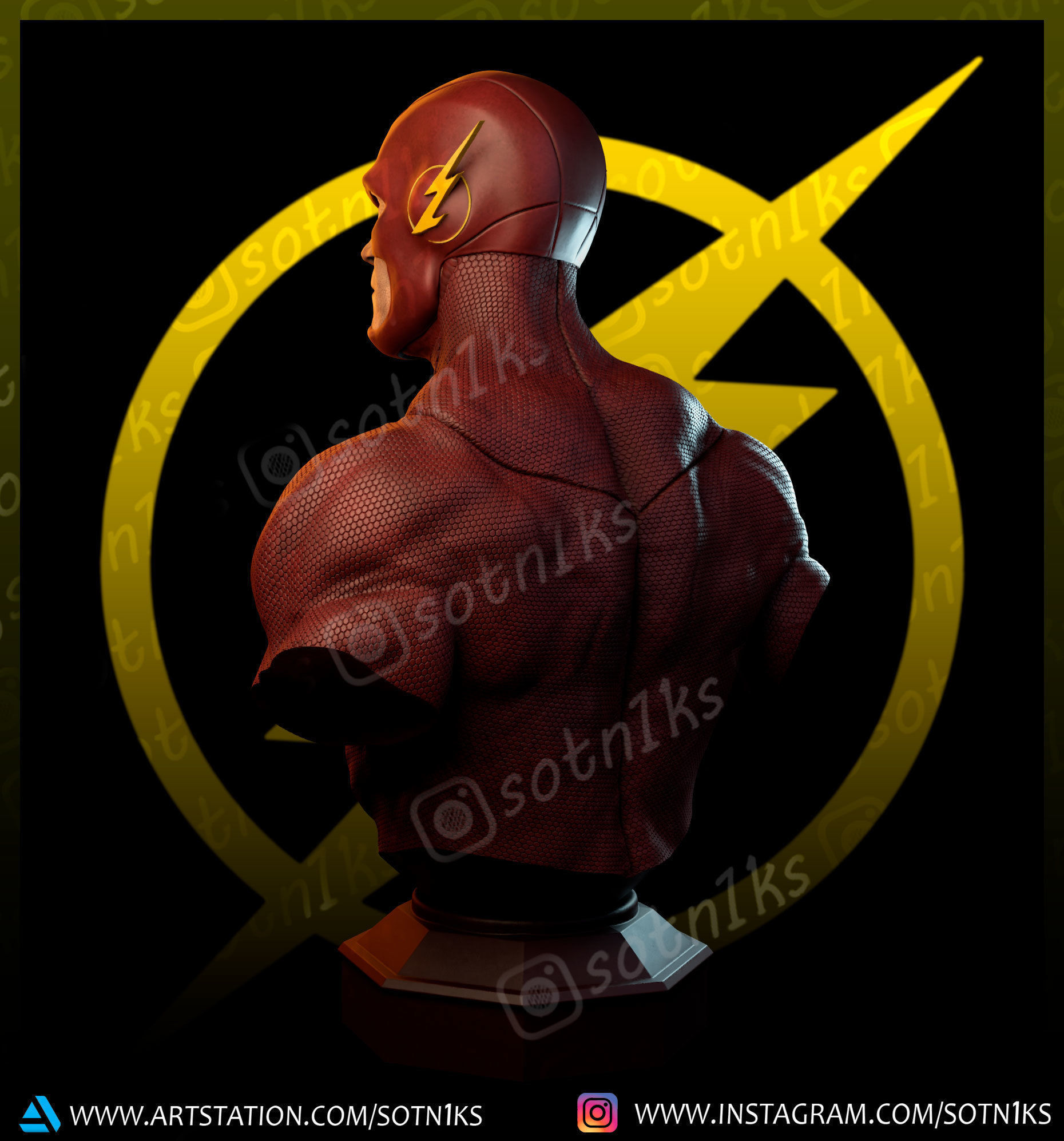 Flash bust 3D print model_1