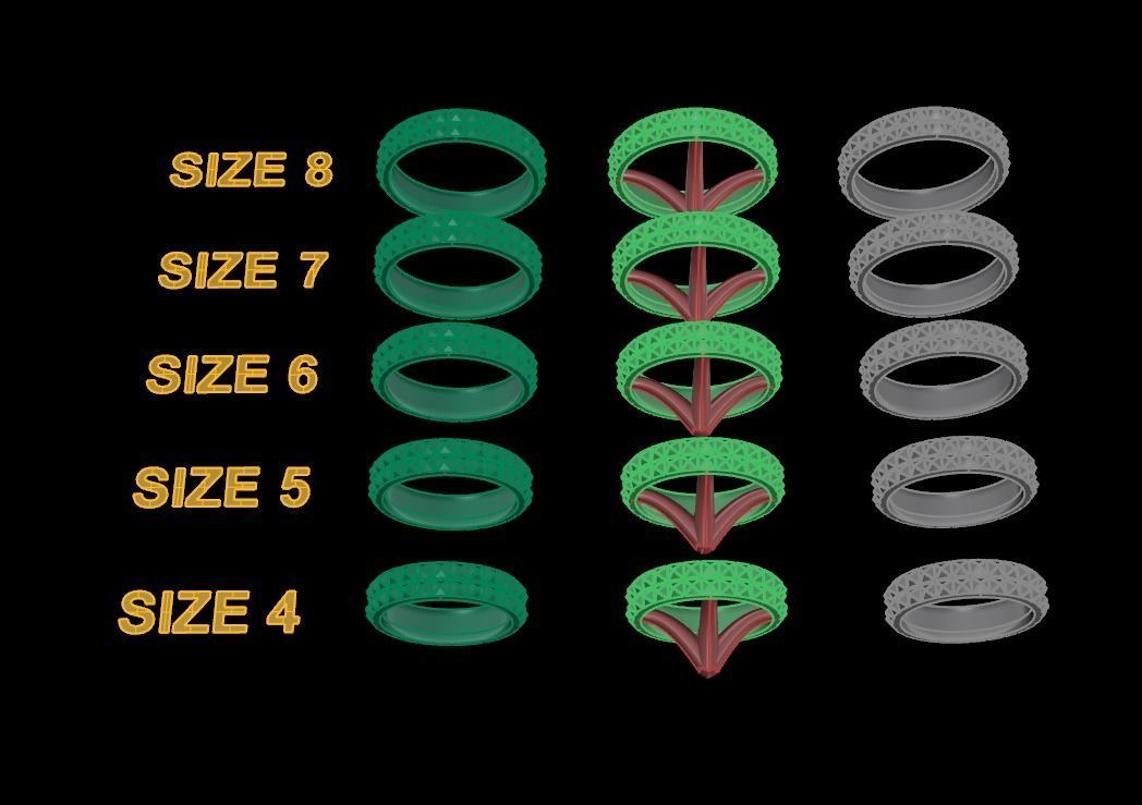 Dainty Double Row Spike Band Ring Mix Sizes 4 5 6 7 8 3D print model_1