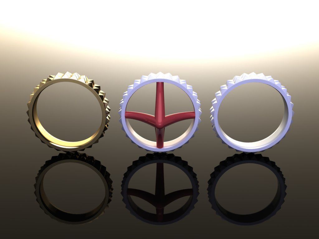 Dainty Double Row Spike Band Ring Mix Sizes 4 5 6 7 8 3D print model_2