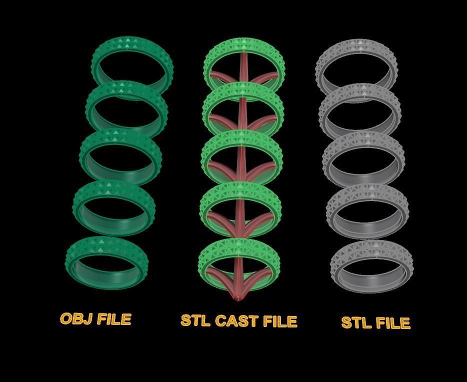 Dainty Double Row Spike Band Ring Mix Sizes 4 5 6 7 8 3D print model_5