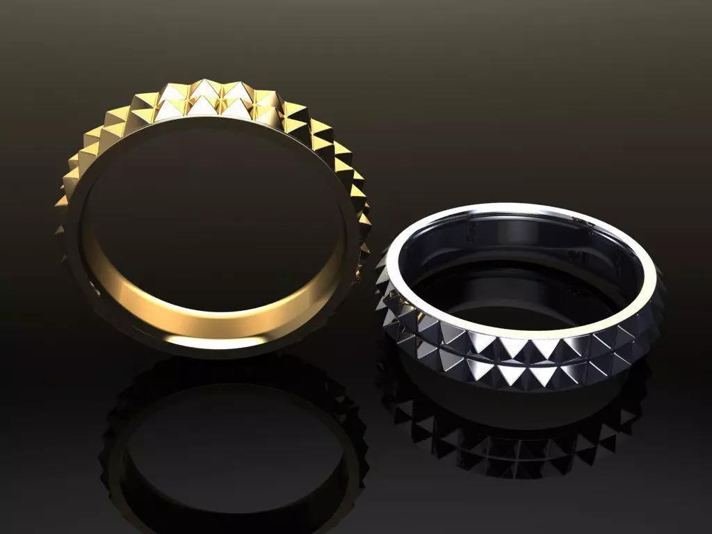 Dainty Double Row Spike Band Ring Mix Sizes 4 5 6 7 8 3D print model_0