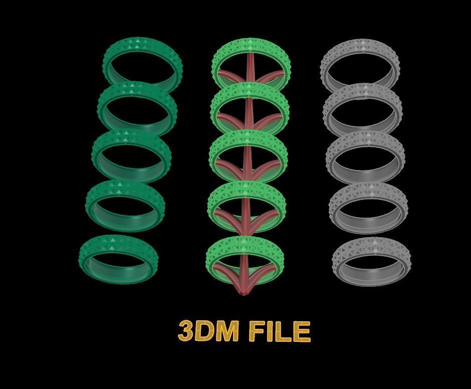 Dainty Double Row Spike Band Ring Mix Sizes 4 5 6 7 8 3D print model_4