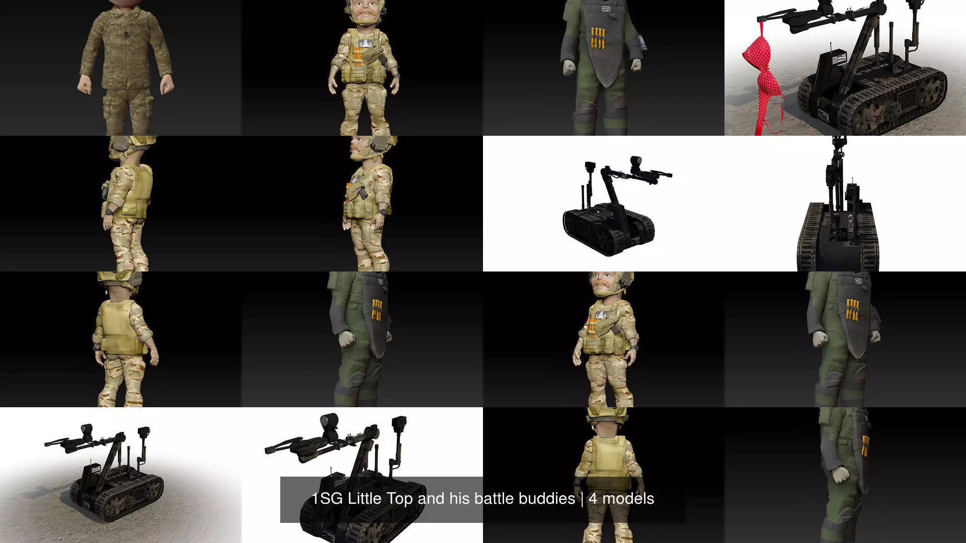 1SG Little Top and his battle buddies 3D Model Collection_0
