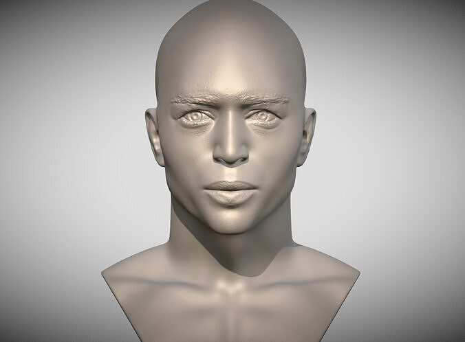 Handsome afroamerican man bust 3D printing ready TYPE 2 3D print model