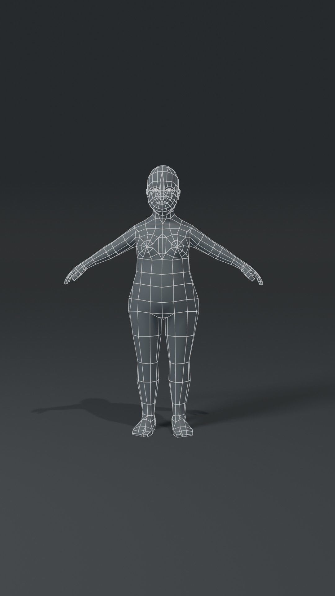 Fat Girl Kid Body Base Mesh 3D Model 1000 Polygons Low-poly 3D model_13