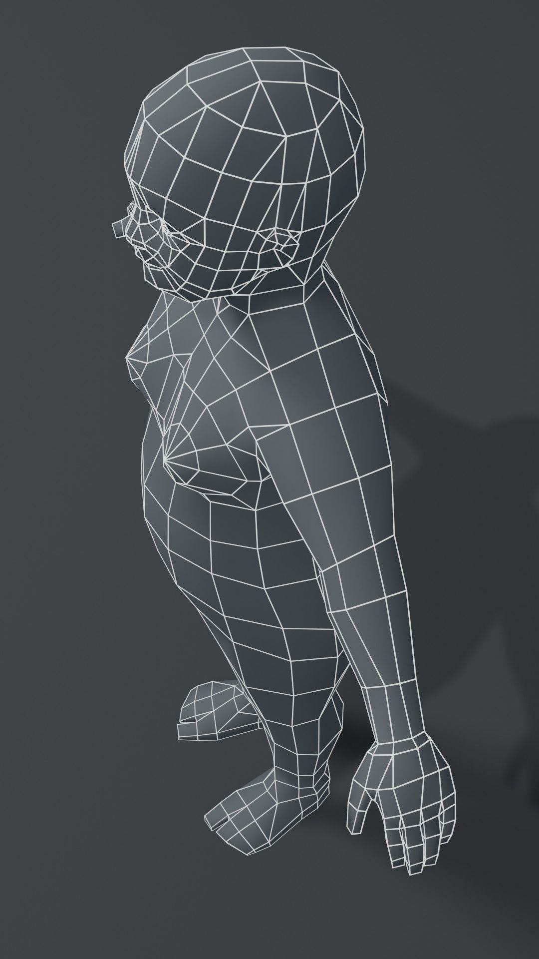 Fat Girl Kid Body Base Mesh 3D Model 1000 Polygons Low-poly 3D model_10