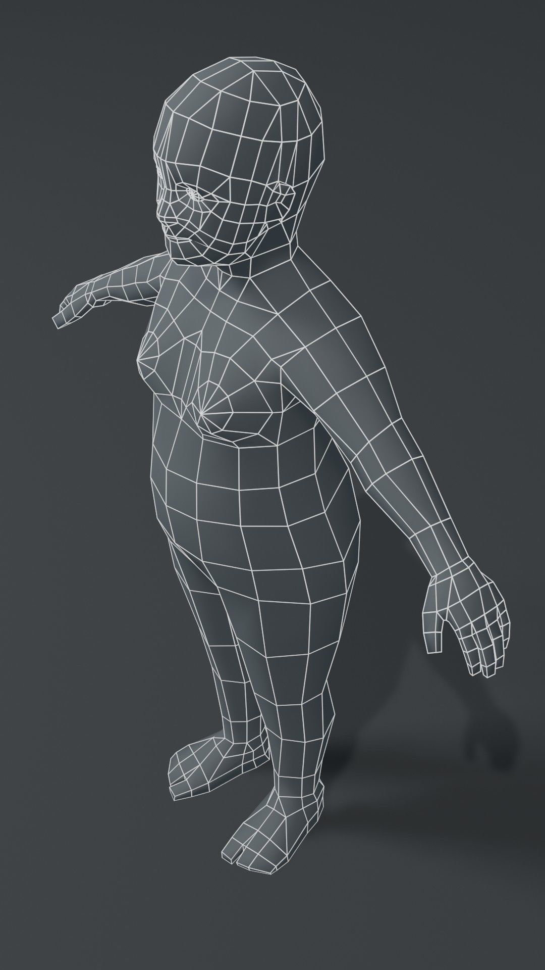 Fat Girl Kid Body Base Mesh 3D Model 1000 Polygons Low-poly 3D model_16