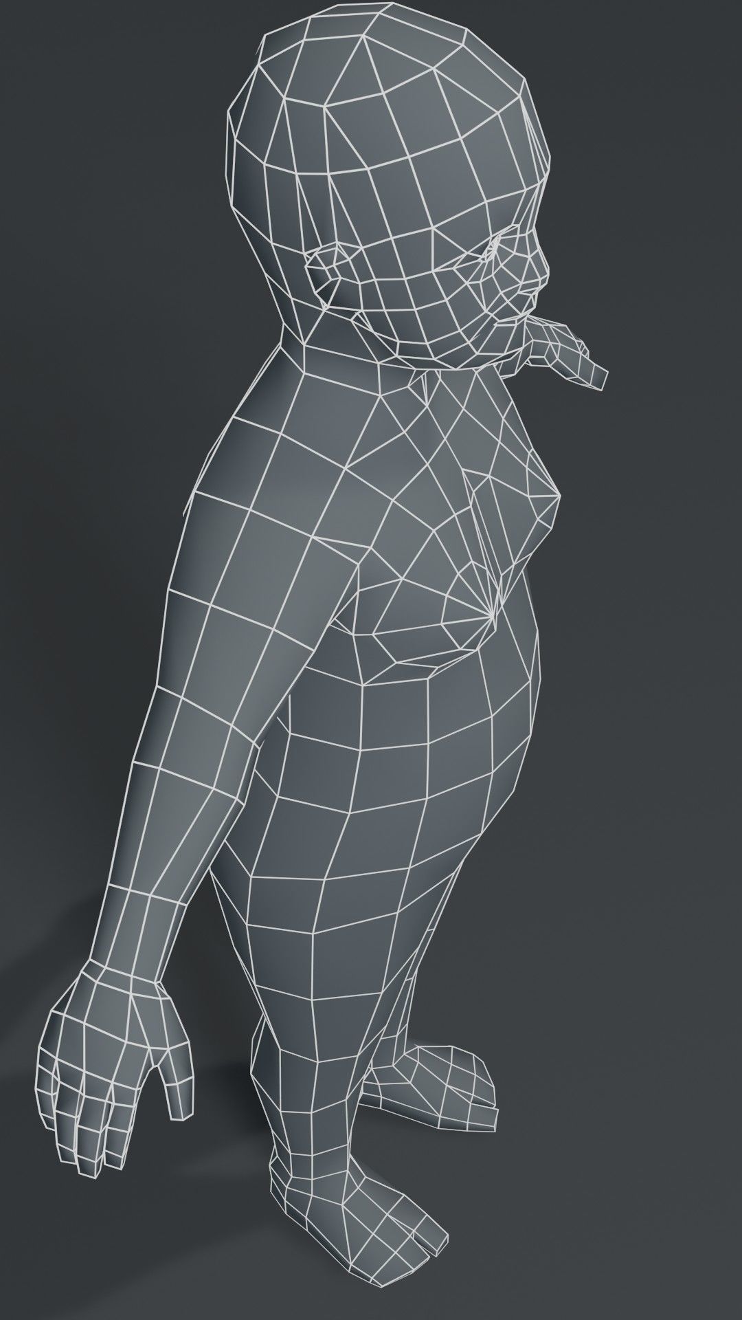 Fat Girl Kid Body Base Mesh 3D Model 1000 Polygons Low-poly 3D model_3