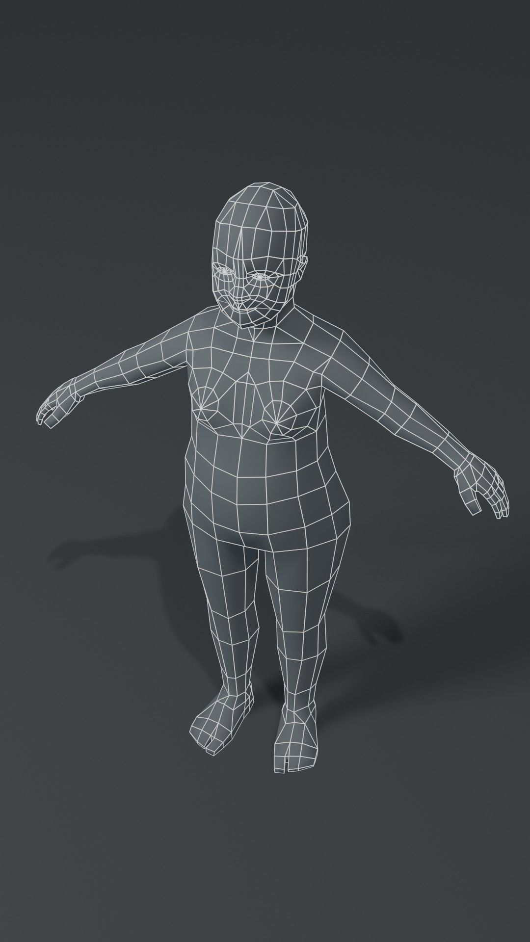 Fat Girl Kid Body Base Mesh 3D Model 1000 Polygons Low-poly 3D model_9