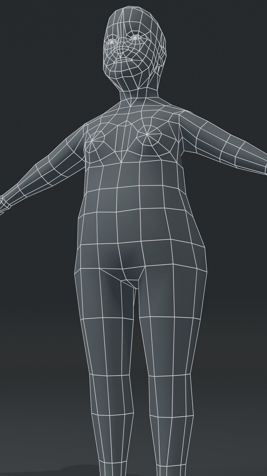 Fat Girl Kid Body Base Mesh 3D Model 1000 Polygons Low-poly 3D model_11