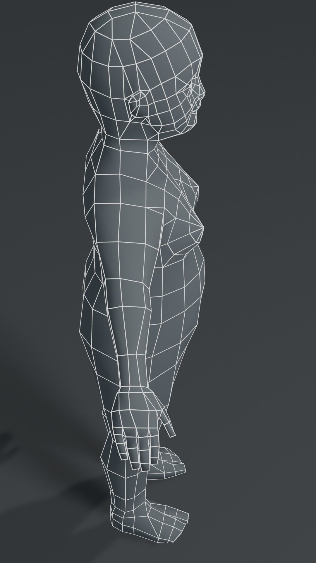 Fat Girl Kid Body Base Mesh 3D Model 1000 Polygons Low-poly 3D model_20