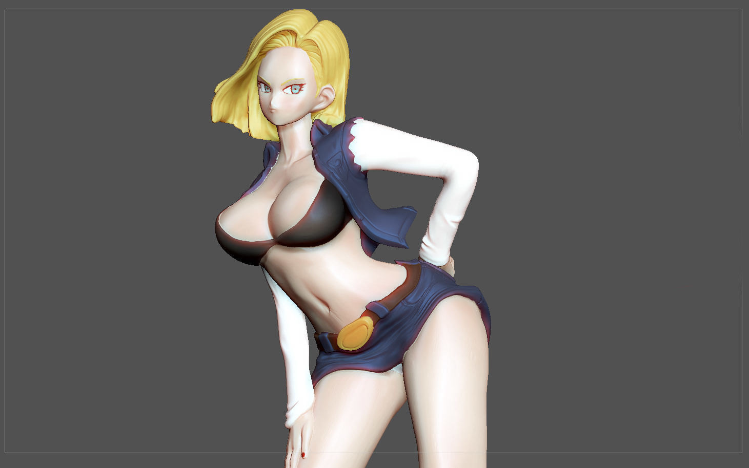 ANDROID 18 STATUE MODIFIED VERSION2 DRAGONBALL ANIME CHARACTER 3D print model_6