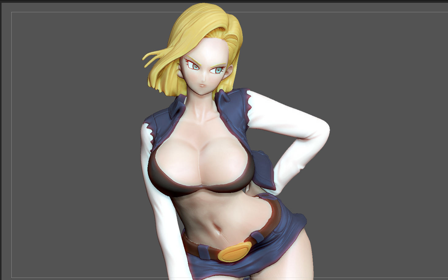 ANDROID 18 STATUE MODIFIED VERSION2 DRAGONBALL ANIME CHARACTER 3D print model_3