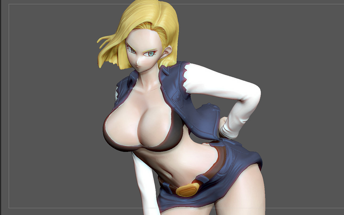 ANDROID 18 STATUE MODIFIED VERSION2 DRAGONBALL ANIME CHARACTER 3D print model_4