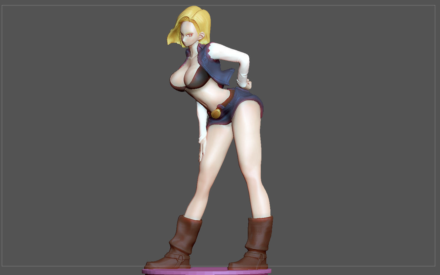 ANDROID 18 STATUE MODIFIED VERSION2 DRAGONBALL ANIME CHARACTER 3D print model_2