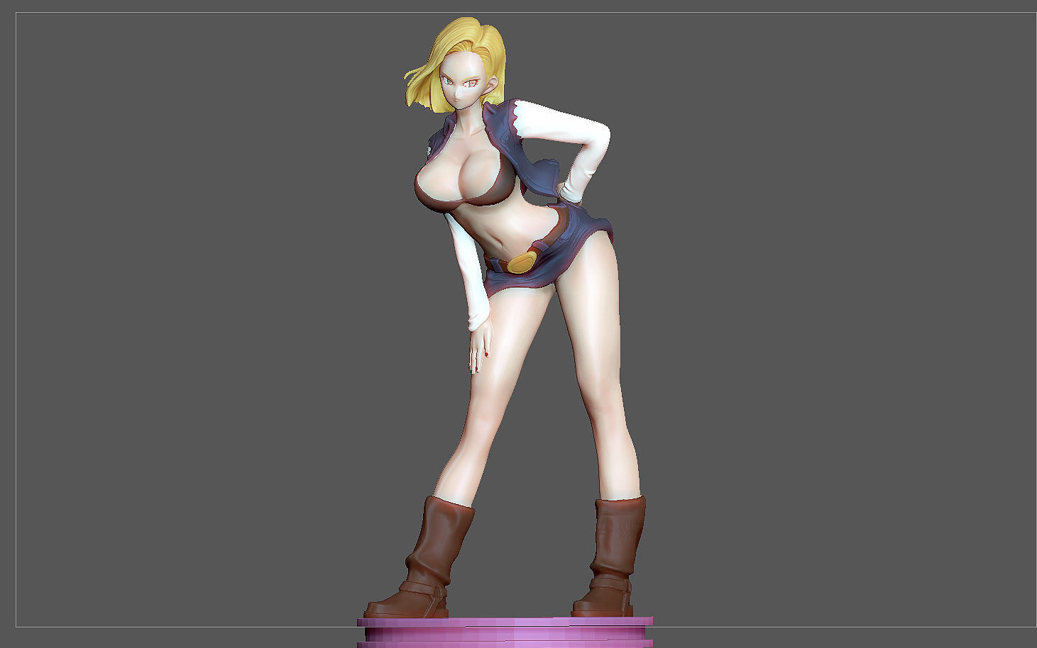 ANDROID 18 STATUE MODIFIED VERSION2 DRAGONBALL ANIME CHARACTER 3D print model_7