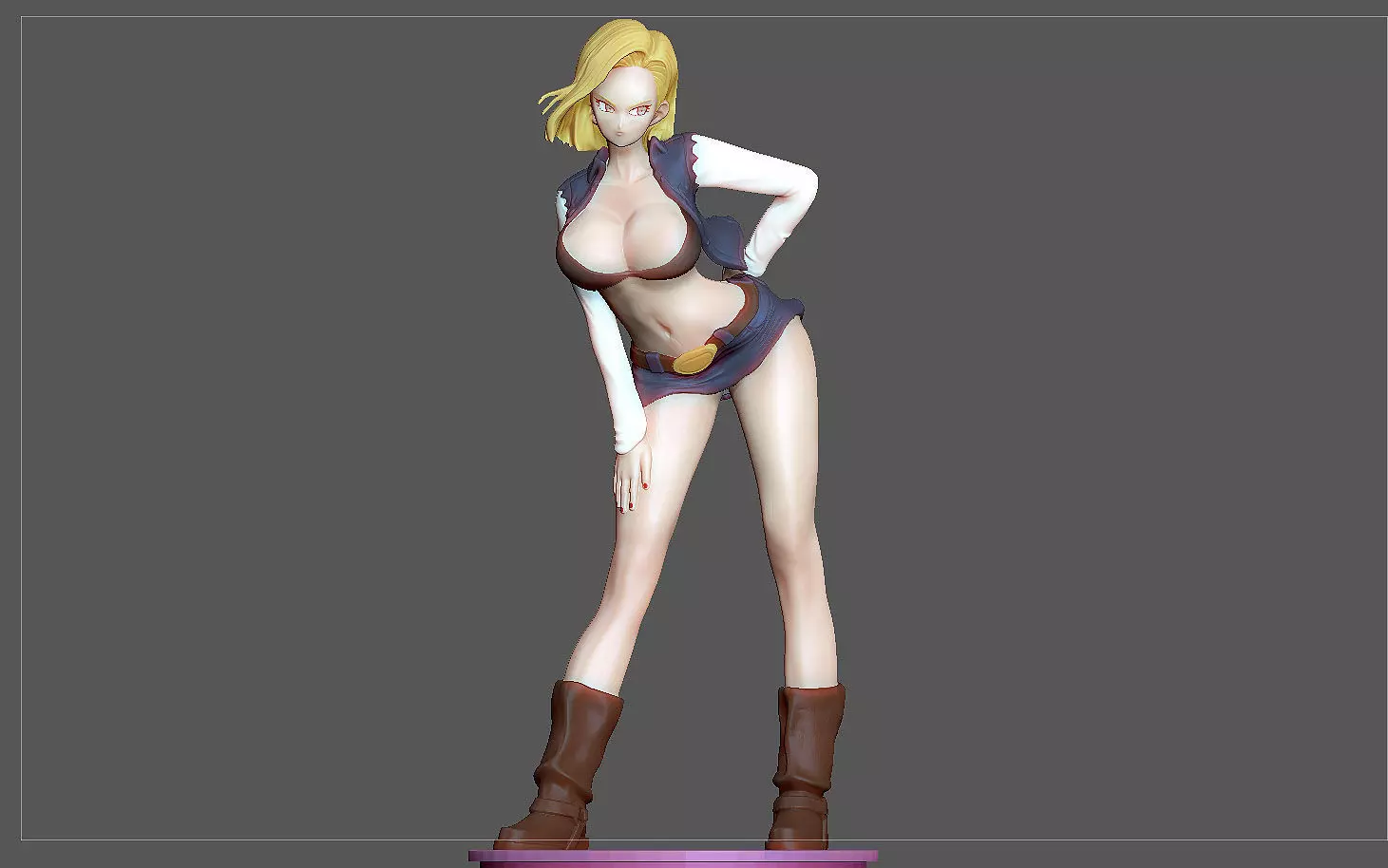 ANDROID 18 STATUE MODIFIED VERSION2 DRAGONBALL ANIME CHARACTER 3D print model_0