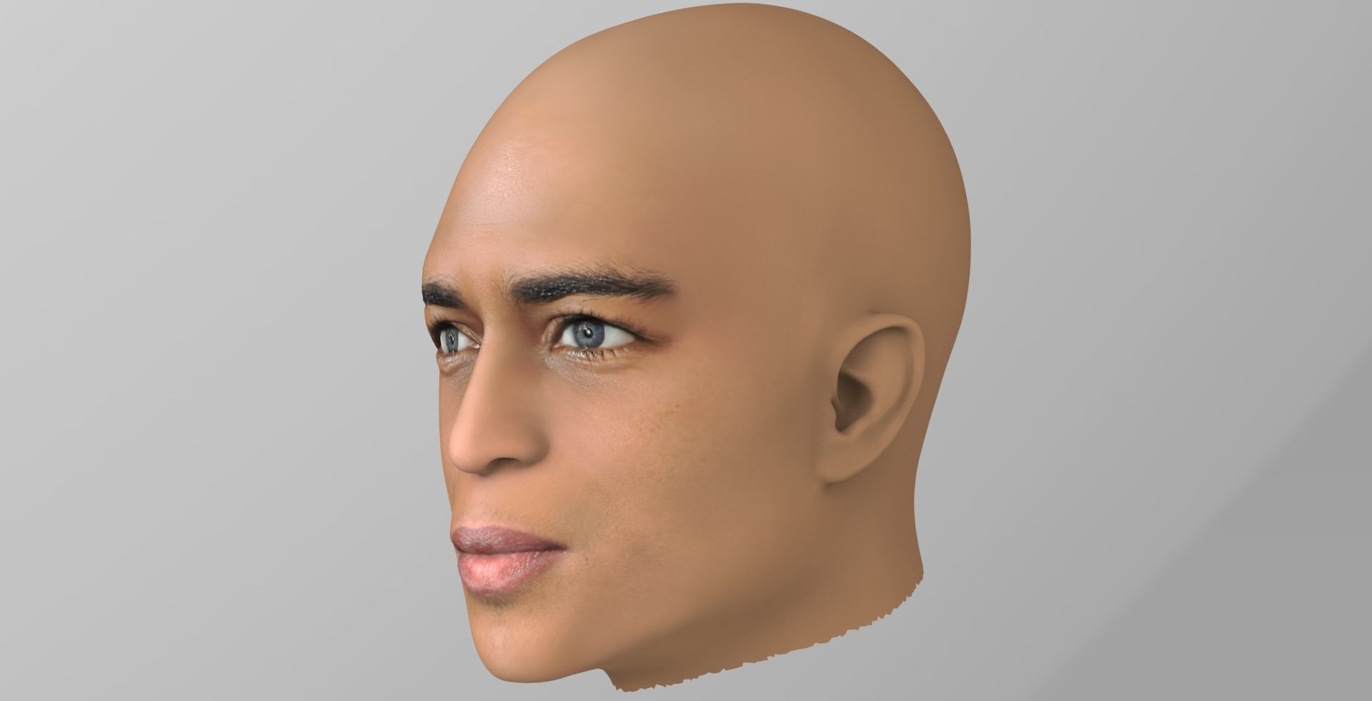 Handsome afroamerican man head TYPE 2 3D model_2